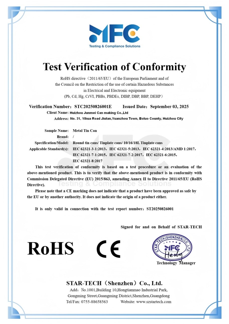RoHS verification document