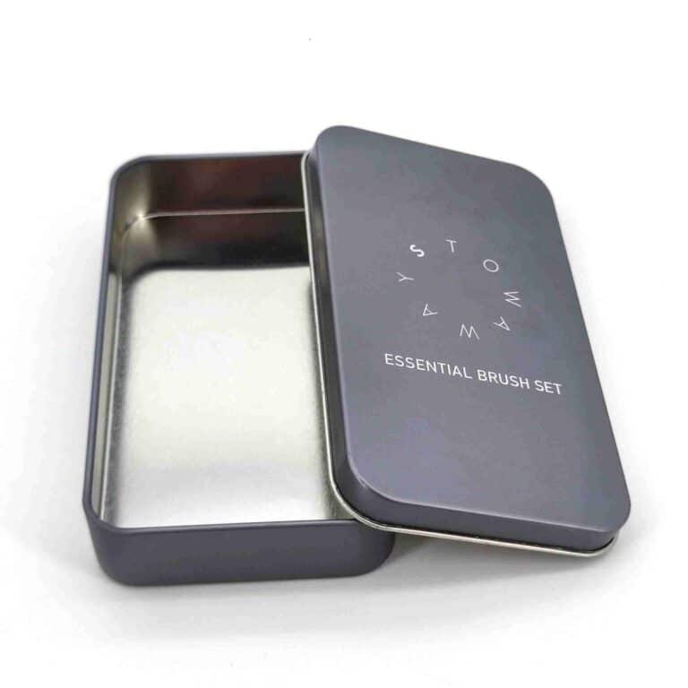 Open rectangular grey custom tin from Junmei product library