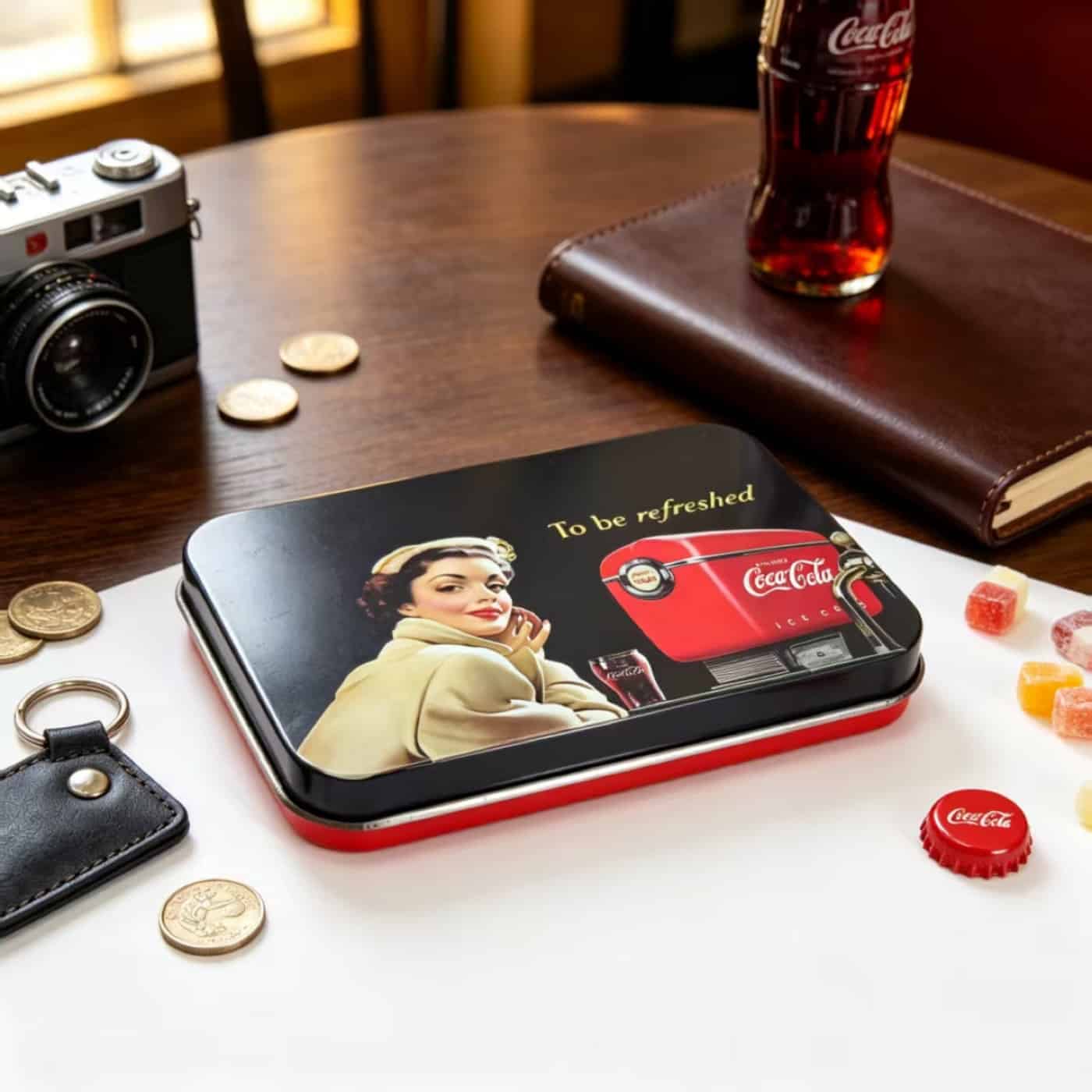 Coca-Cola promotional tin from Junmei's US collaboration archive