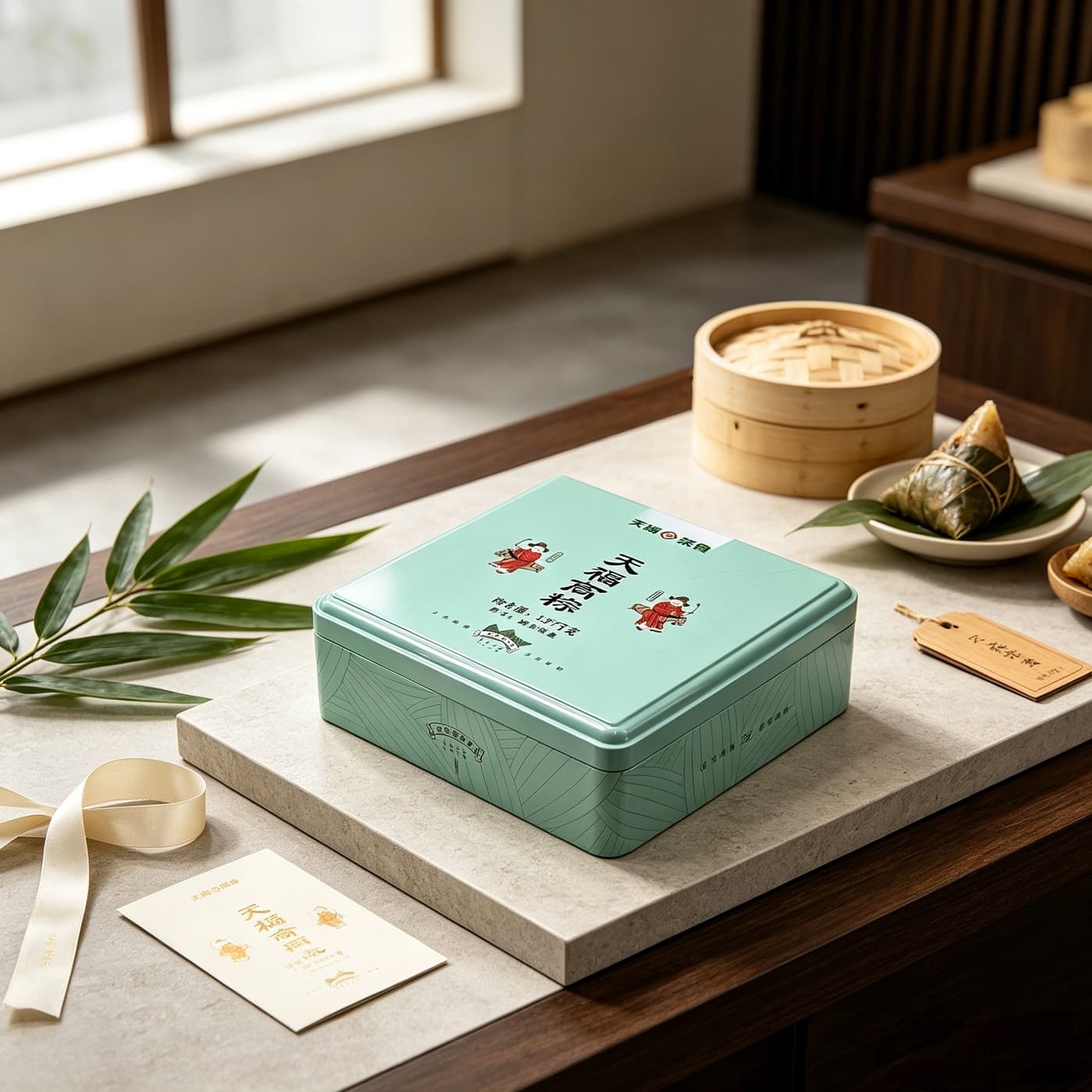 Green Dragon Boat Festival tin from the Junmei product collection