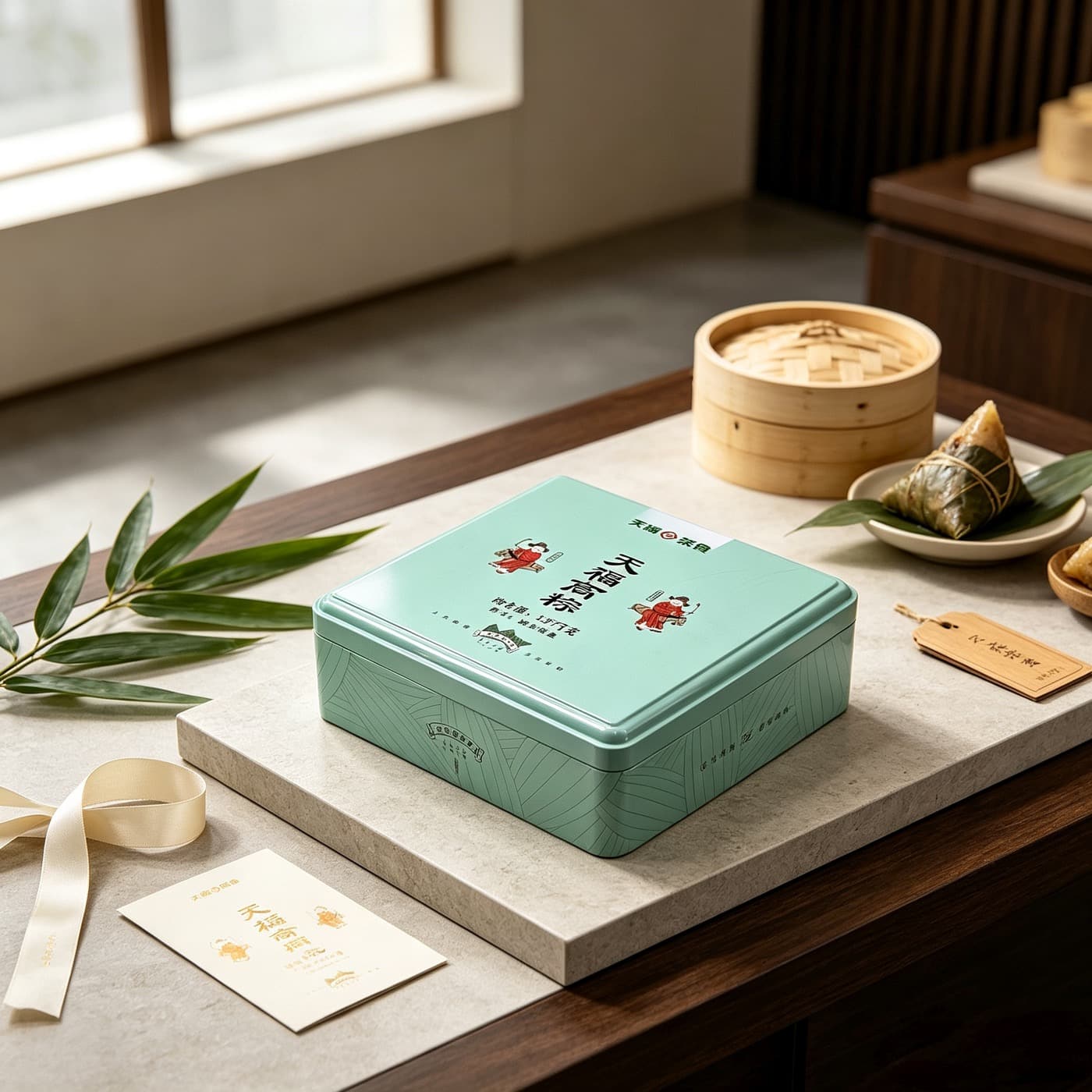 Square Junmei gift tin for Dragon Boat Festival food packaging